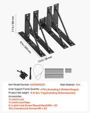 Gate Corner Brace Bracket, Anti Sag Gate Frame Hardware Kit, Gate Frame Brace Bracket with Latch Lock, Latch V952-MKZJXXKTZX1J7PBVNV0