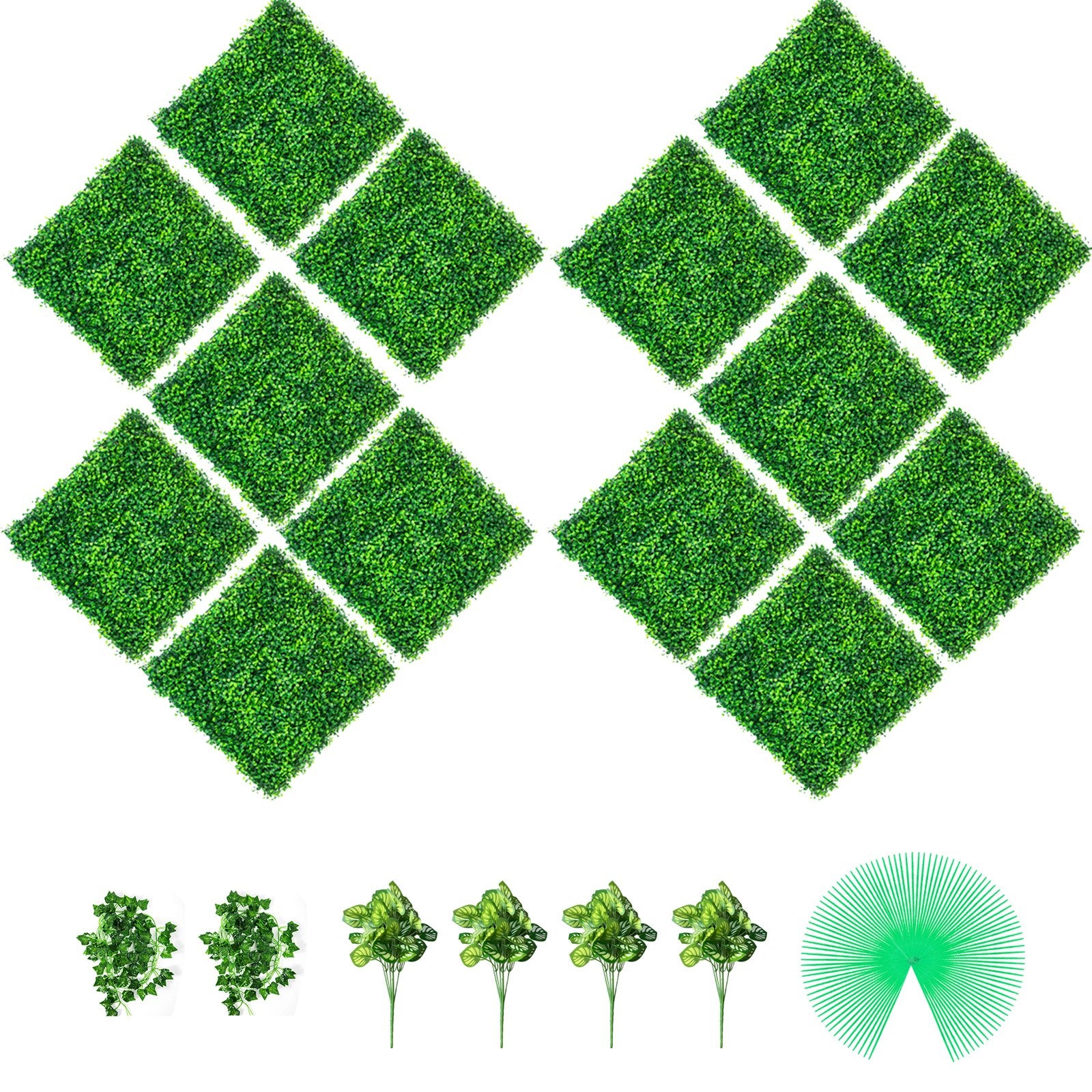 Artificial Boxwood Panels, 14 PCS50.8x50.8cmBoxwood Hedge Wall Panels, PE Artificial Grass Backdrop Wall 4 cm V952-ML202014PC400CM1WV0