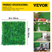 Artificial Boxwood Panels, 14 PCS50.8x50.8cmBoxwood Hedge Wall Panels, PE Artificial Grass Backdrop Wall 4 cm V952-ML202014PC400CM1WV0