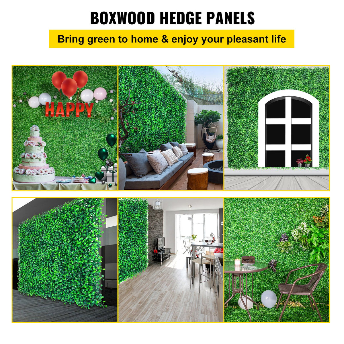 Artificial Boxwood Panels, 20 PCS 20""x20"" Boxwood Hedge Wall Panels, PE Artificial Grass Backdrop Wall V952-ML202020PC400OWRLV0