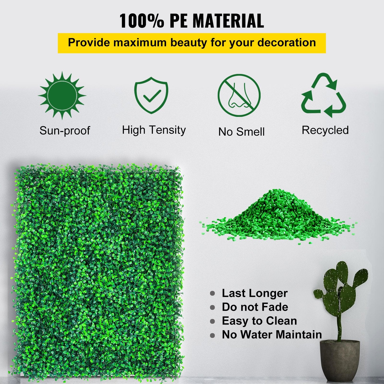 Artificial Boxwood Panels, 20 PCS 20""x20"" Boxwood Hedge Wall Panels, PE Artificial Grass Backdrop Wall V952-ML202020PC400OWRLV0