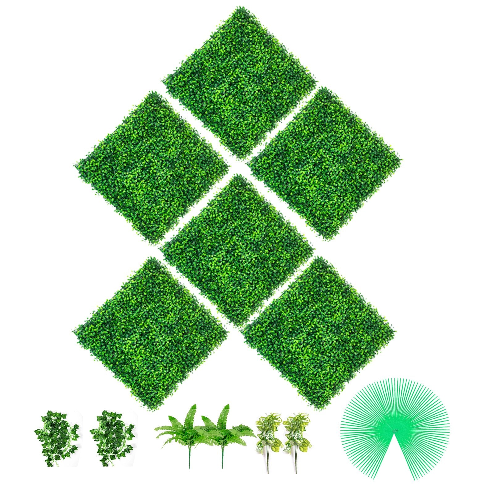 Artificial Boxwood Panels, 6 PCS50.8x50.8cmBoxwood Hedge Wall Panels, PE Artificial Grass Backdrop Wall 4 cm, V952-MLC20206PC400O5TNV0