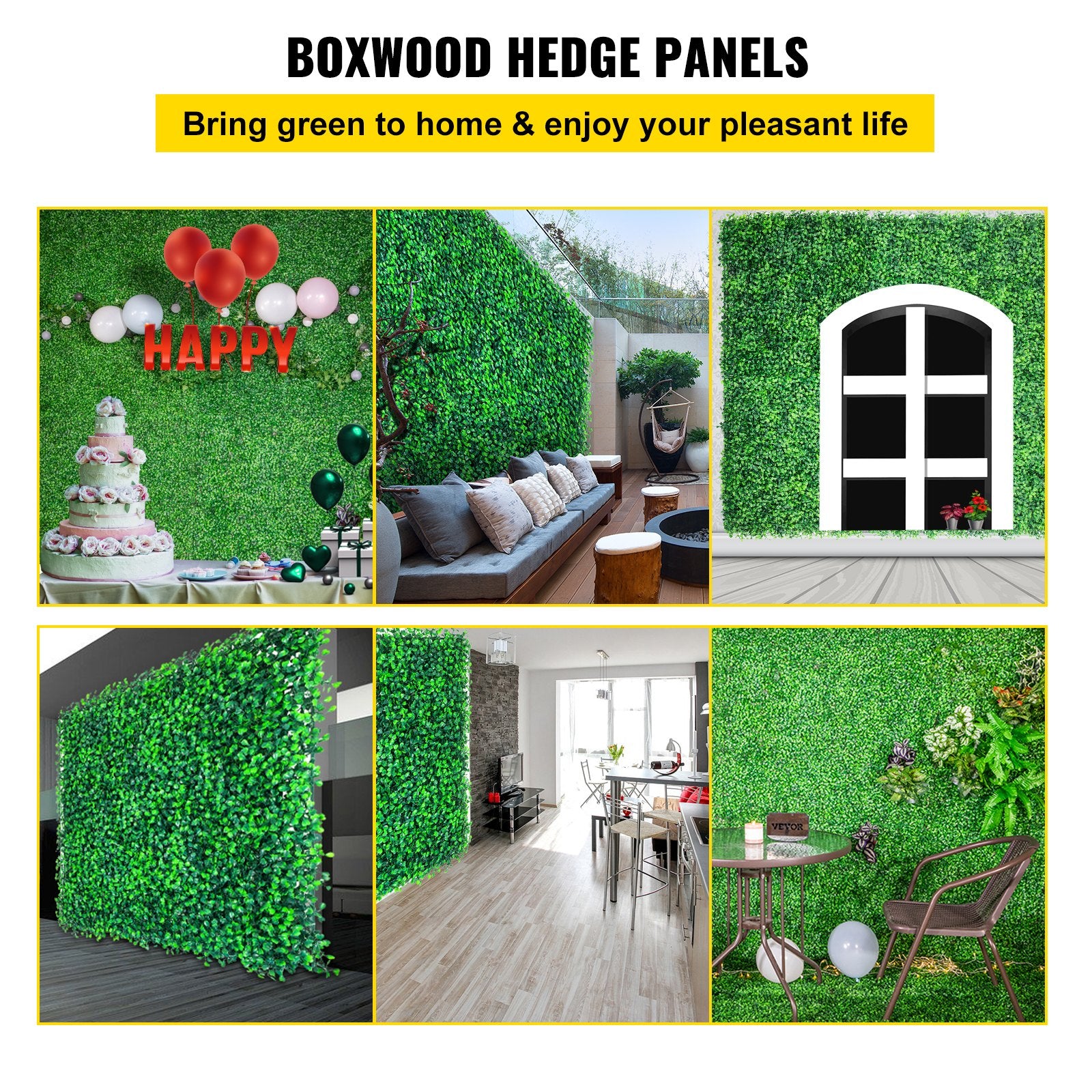 Artificial Boxwood Panels, 6 PCS50.8x50.8cmBoxwood Hedge Wall Panels, PE Artificial Grass Backdrop Wall 4 cm, V952-MLC20206PC400O5TNV0