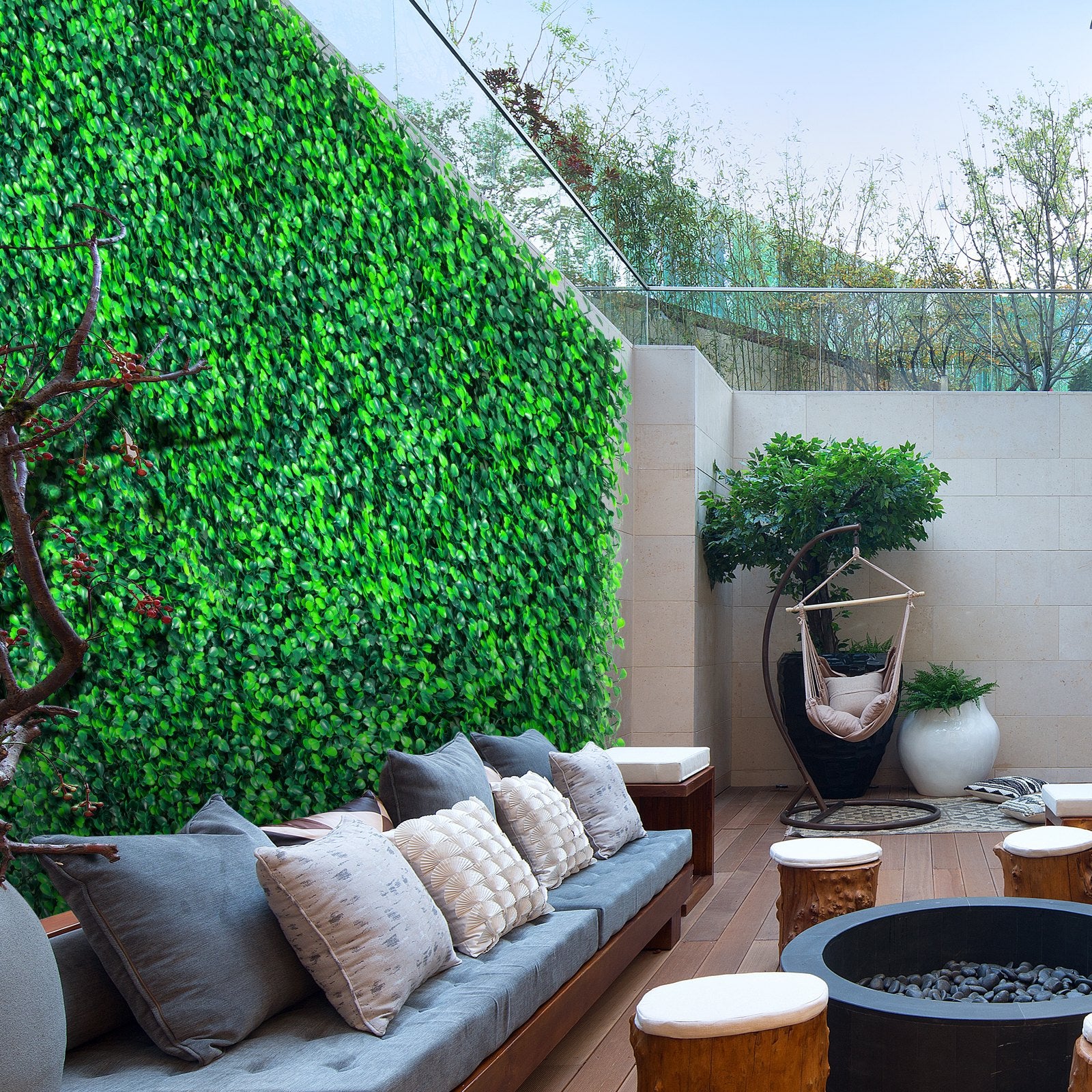 Artificial Boxwood Panels, 6 PCS50.8x50.8cmBoxwood Hedge Wall Panels, PE Artificial Grass Backdrop Wall 4 cm, V952-MLC20206PC400O5TNV0