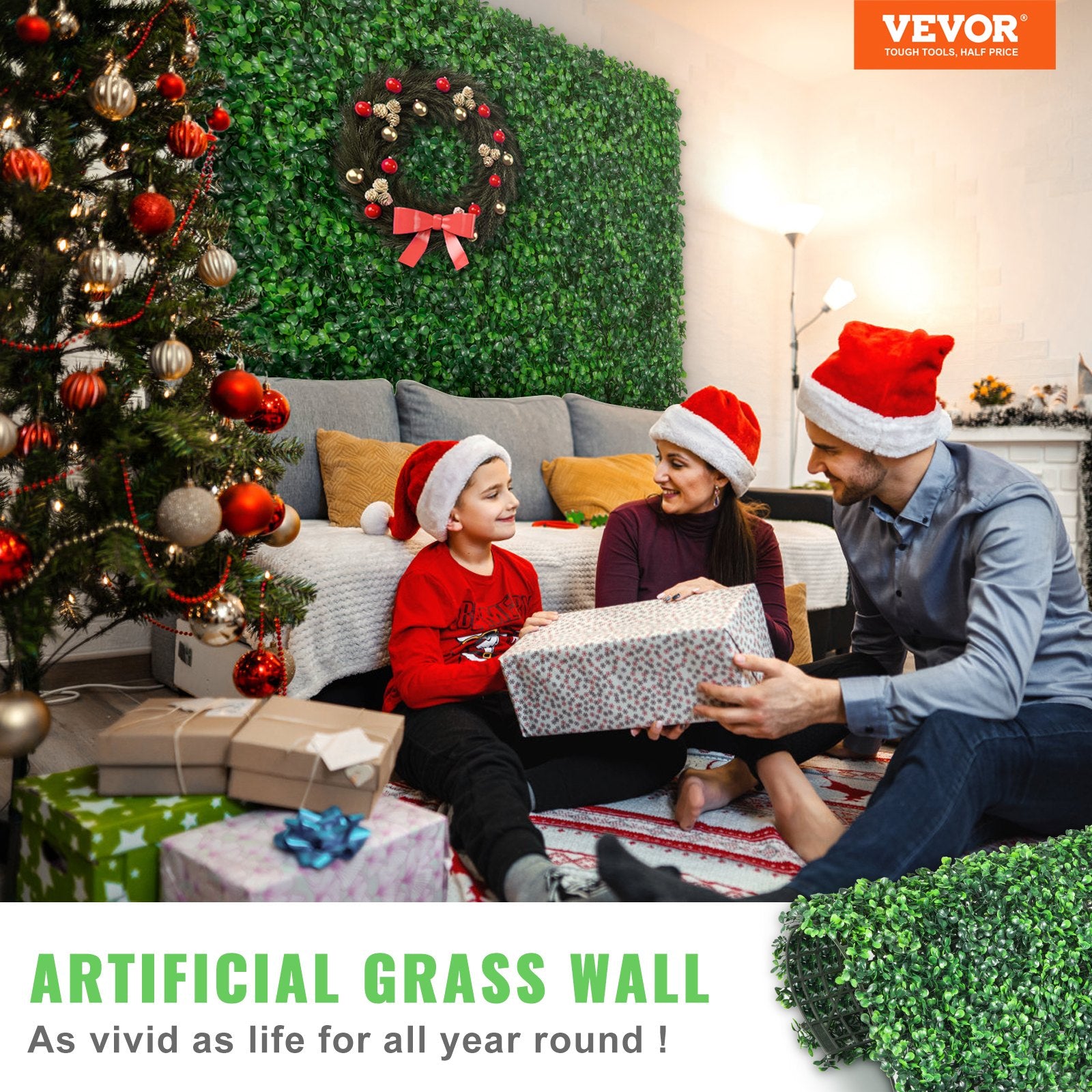 Artificial Boxwood Panel UV 12pcs Boxwood Hedge Wall Panels Artificial Grass Backdrop Wall 20X20" 4cm Green V952-MLCZWQ12PC20X2001V0