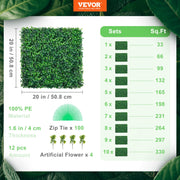 Artificial Boxwood Panel UV 12pcs Boxwood Hedge Wall Panels Artificial Grass Backdrop Wall 20X20" 4cm Green V952-MLCZWQ12PC20X2001V0