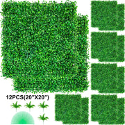 Artificial Boxwood Panel UV 12pcs Boxwood Hedge Wall Panels Artificial Grass Backdrop Wall 20X20" 4cm Green V952-MLCZWQ12PC20X2001V0