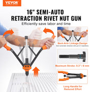 Rivet Nut Tool, 16" Rivnut Tool Kit with 13PCS Metric and SAE Mandrels, 186PCS Rivet Nuts, M3, M4, 10-24, M5, V952-MLMQBZDTDSBSA9LDQV0