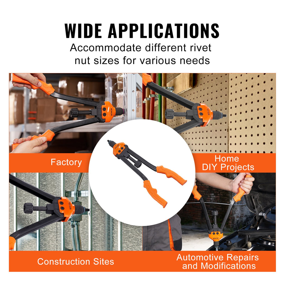 Rivet Nut Tool, 16" Rivnut Tool Kit with 13PCS Metric and SAE Mandrels, 186PCS Rivet Nuts, M3, M4, 10-24, M5, V952-MLMQWSBS16YC3FC0WV0
