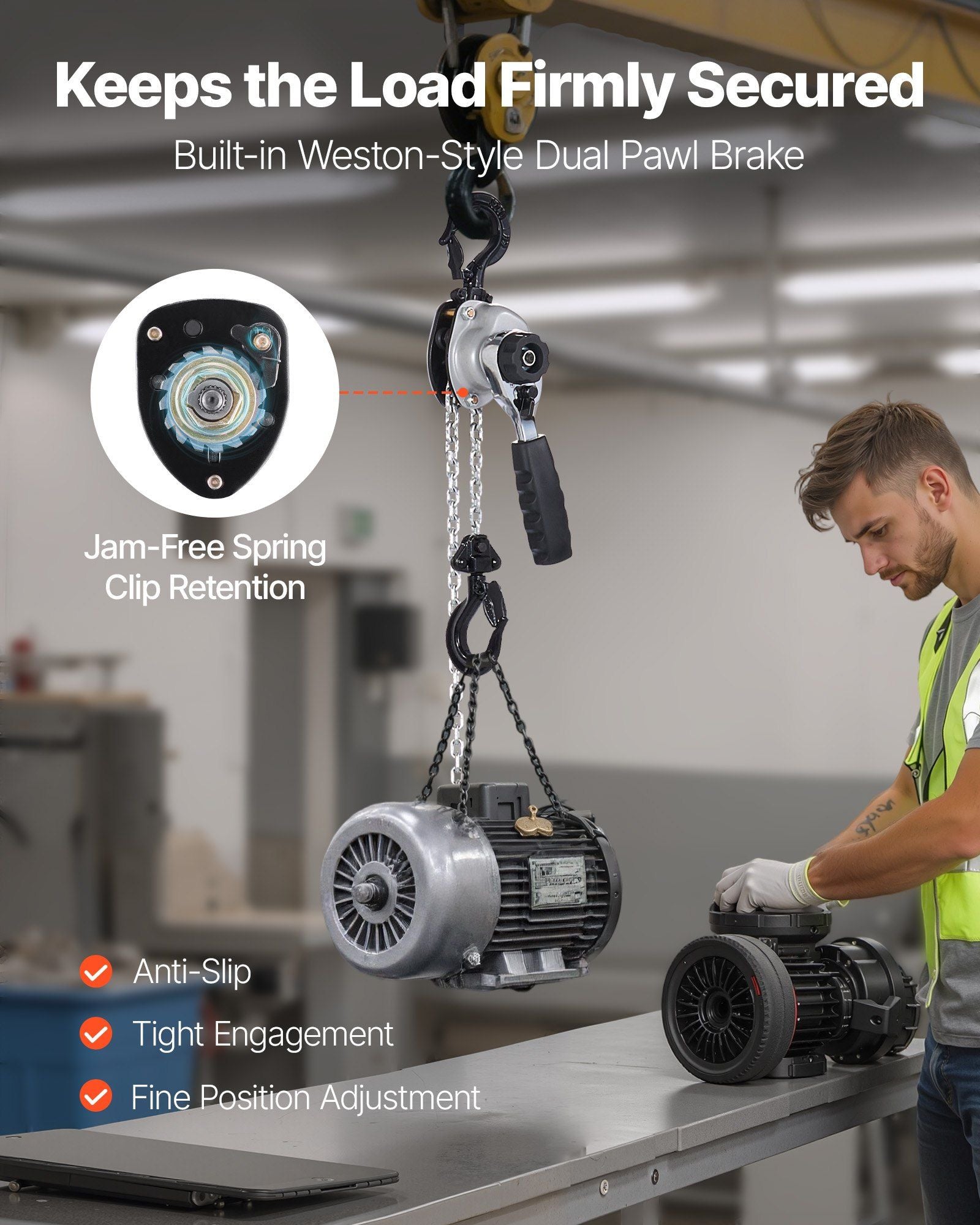 Manual Lever Chain Hoist, 1/2T 500KG Capacity Heavy Duty Come Along, 6M Lift G80 Alloy Steel Chain With Dual V952-MNKSBHLHL12T4FWVW001V0