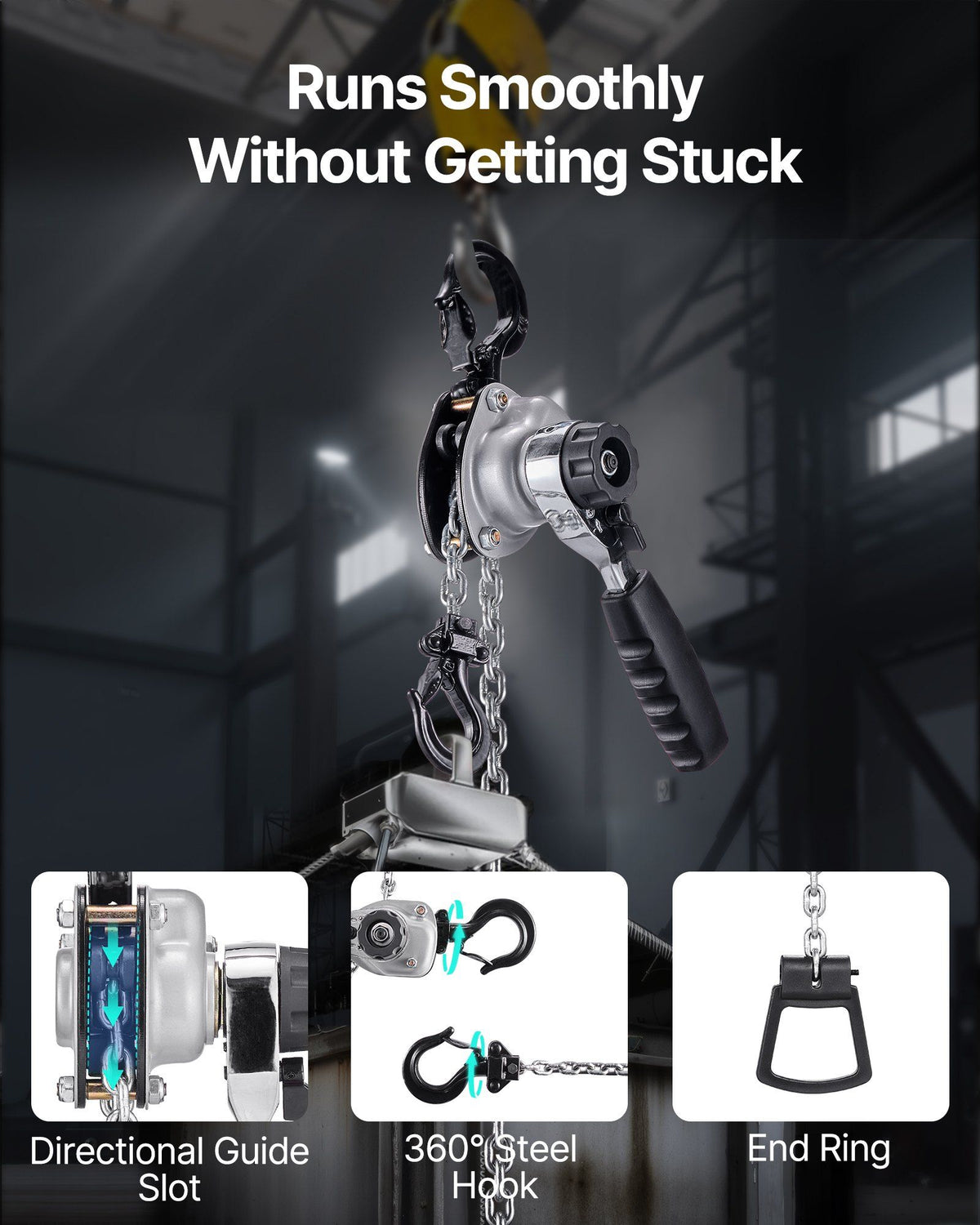 Manual Lever Chain Hoist, 1/2T 500KG Capacity Heavy Duty Come Along, 6M Lift G80 Alloy Steel Chain With Dual V952-MNKSBHLHL12T4FWVW001V0