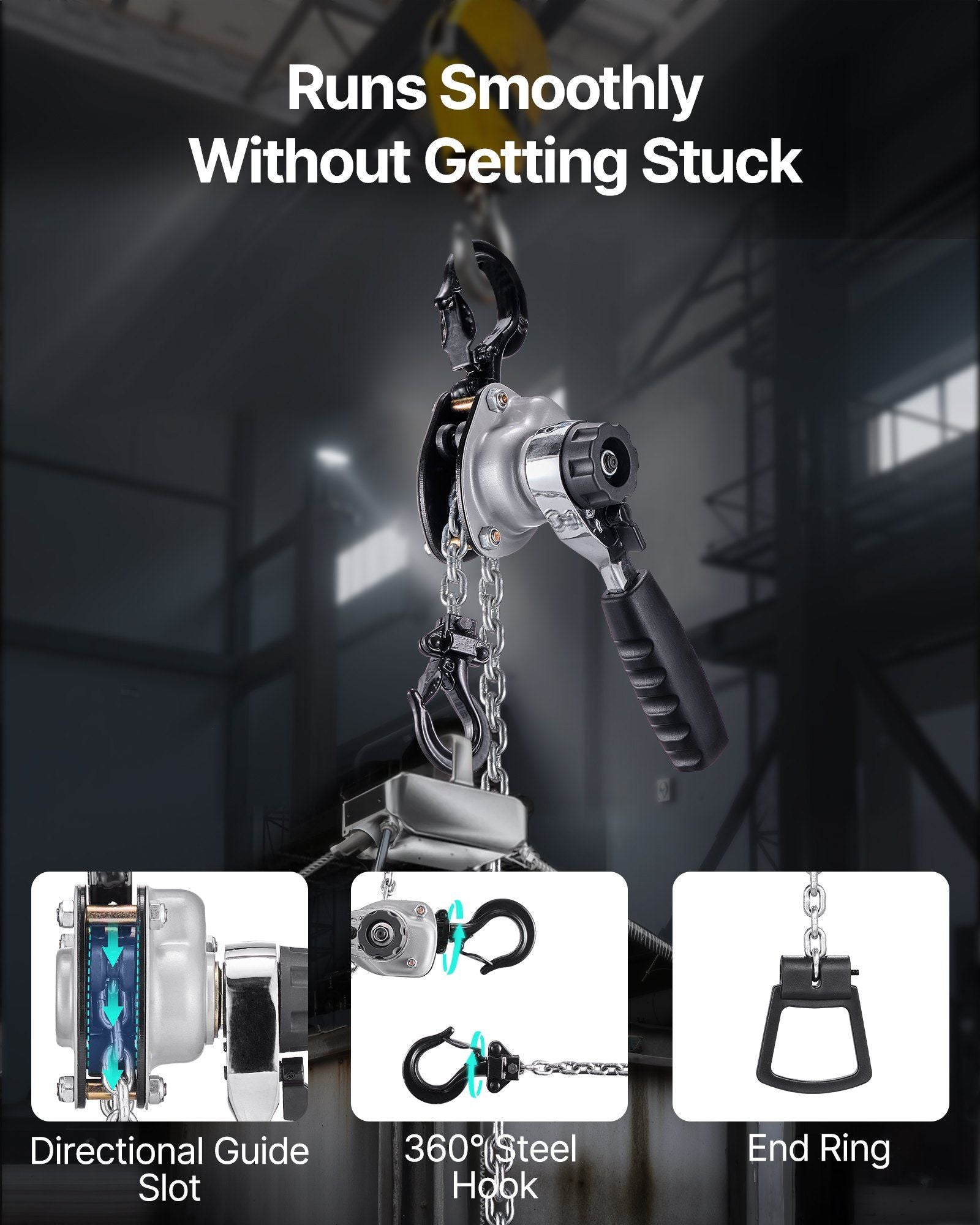 Manual Lever Chain Hoist, 1/2T 500KG Capacity Heavy Duty Come Along, 6M Lift G80 Alloy Steel Chain With Dual V952-MNKSBHLHL12T4FWVW001V0