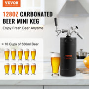 Beer Growler Tap System, 4L Mini Keg, 304 Stainless Steel Pressurized Beer Growler, Keg Growler with Pressure V952-MNPJTHSY128OZBCJQV0