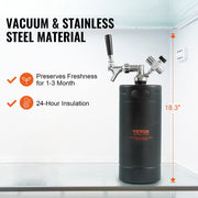 Beer Growler Tap System, 4L Mini Keg, 304 Stainless Steel Pressurized Beer Growler, Keg Growler with Pressure V952-MNPJTHSY128OZBCJQV0