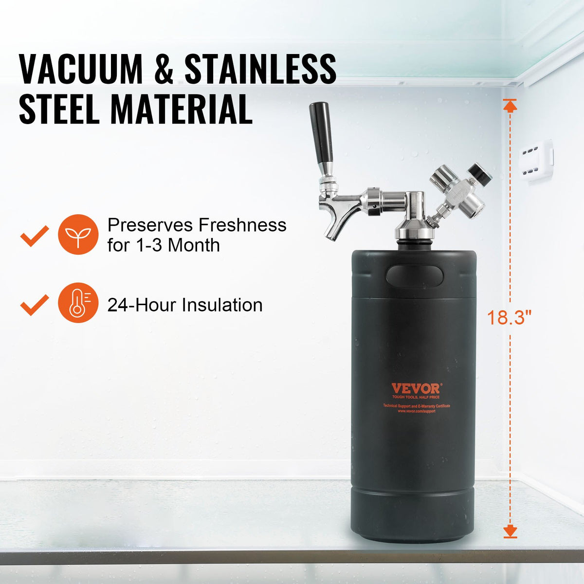 Beer Growler Tap System, 4L Mini Keg, 304 Stainless Steel Pressurized Beer Growler, Keg Growler with Pressure V952-MNPJTHSY128OZBCJQV0