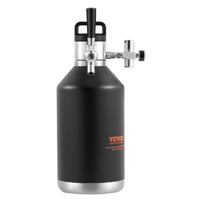 Beer Growler Tap System, 4L Mini Keg, 304 Stainless Steel Pressurized Beer Growler, Keg Growler with Pressure V952-MNPJTHSY128OZG02SV0