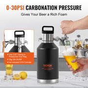 Beer Growler Tap System, 4L Mini Keg, 304 Stainless Steel Pressurized Beer Growler, Keg Growler with Pressure V952-MNPJTHSY128OZG02SV0