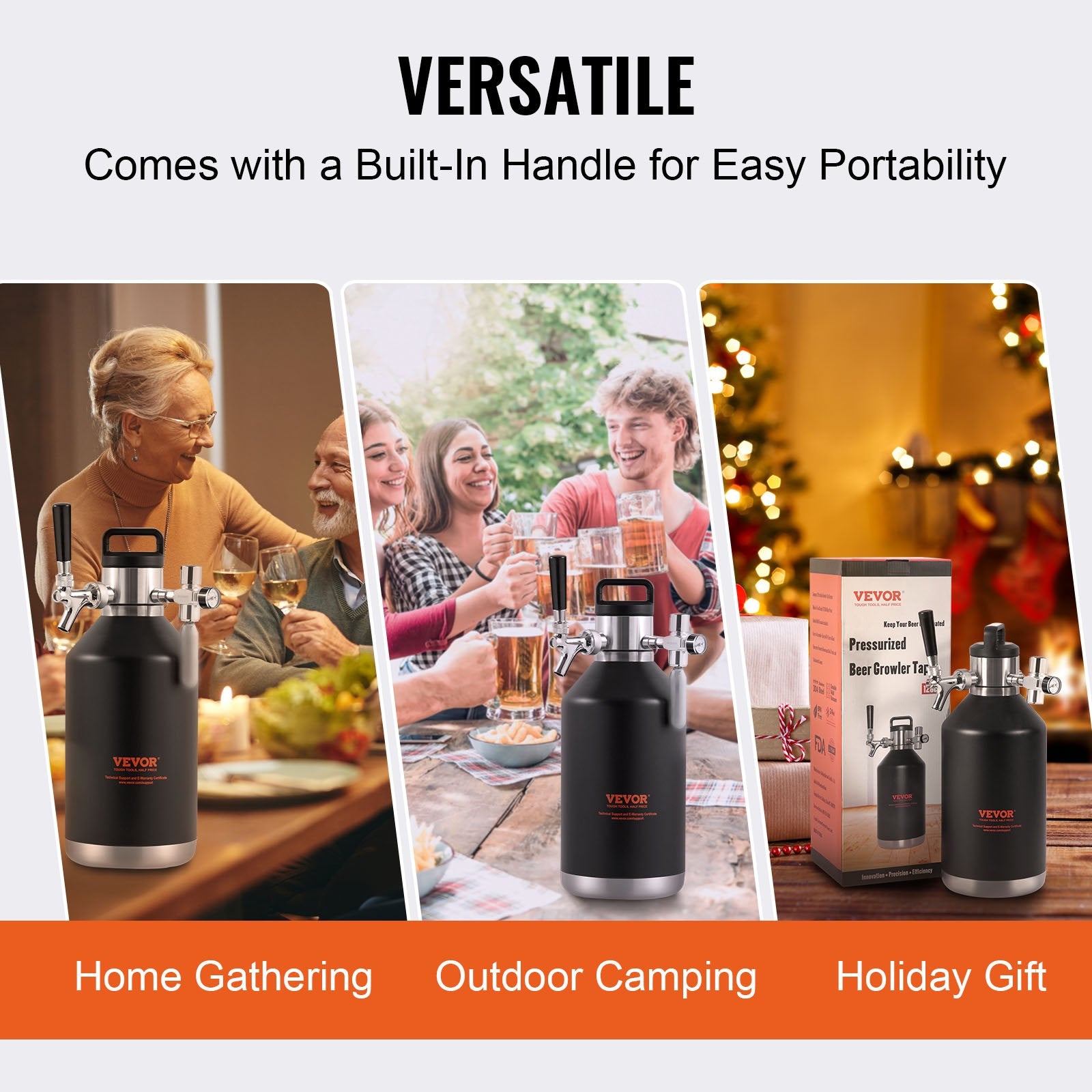 Beer Growler Tap System, 4L Mini Keg, 304 Stainless Steel Pressurized Beer Growler, Keg Growler with Pressure V952-MNPJTHSY128OZG02SV0