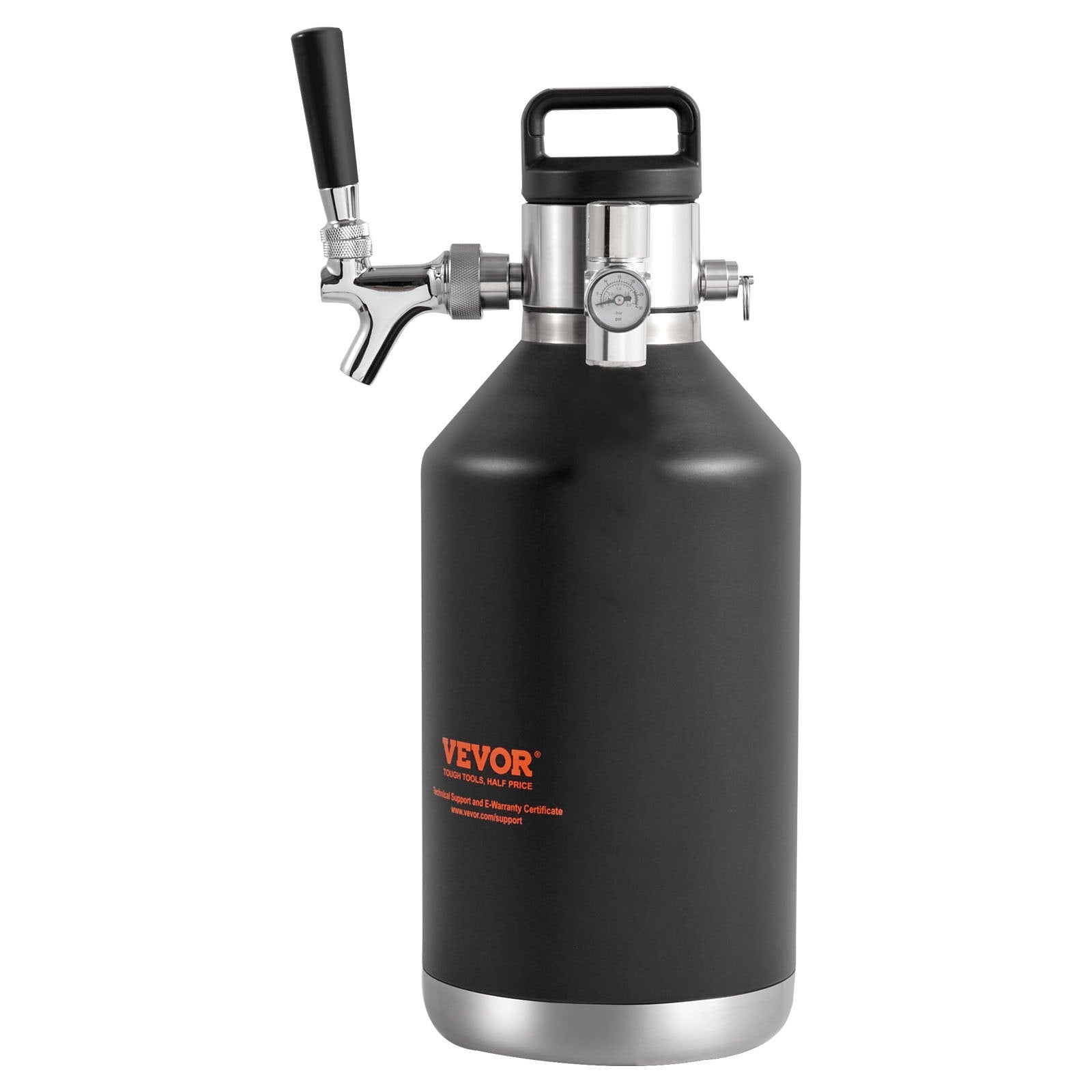 Beer Growler Tap System, 4L Mini Keg, 304 Stainless Steel Pressurized Beer Growler, Keg Growler with Pressure V952-MNPJTHSY128OZG02SV0