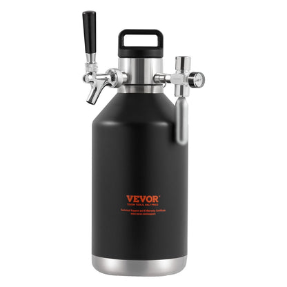 Beer Growler Tap System, 4L Mini Keg, 304 Stainless Steel Pressurized Beer Growler, Keg Growler with Pressure V952-MNPJTHSY128OZG02SV0