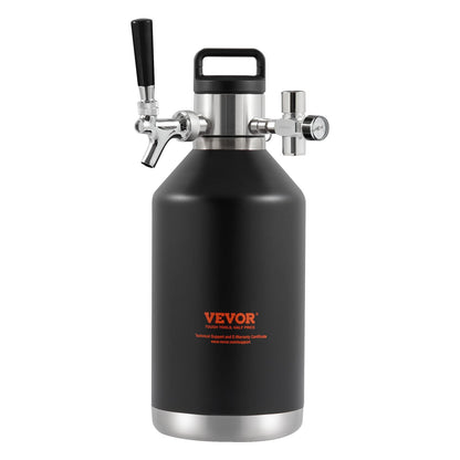 Beer Growler Tap System, 4L Mini Keg, 304 Stainless Steel Pressurized Beer Growler, Keg Growler with Pressure V952-MNPJTHSY128OZG02SV0