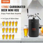Beer Growler Tap System, 5L Mini Keg, 304 Stainless Steel Pressurized Beer Growler, Keg Growler with Pressure V952-MNPJTHSY170OZOM8VV0