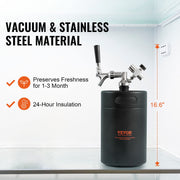 Beer Growler Tap System, 5L Mini Keg, 304 Stainless Steel Pressurized Beer Growler, Keg Growler with Pressure V952-MNPJTHSY170OZOM8VV0