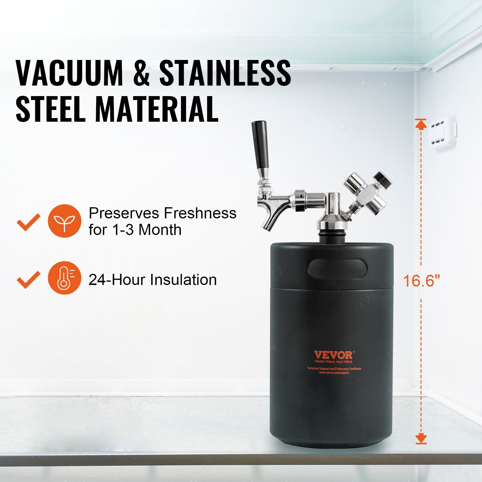 Beer Growler Tap System, 5L Mini Keg, 304 Stainless Steel Pressurized Beer Growler, Keg Growler with Pressure V952-MNPJTHSY170OZOM8VV0
