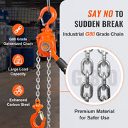 Manual Lever Chain Hoist, 1/2 Ton 1100 lbs Capacity 10 FT Come Along, G80 Galvanized Carbon Steel with Weston V952-MNSBHL12T10FTJ83GV0