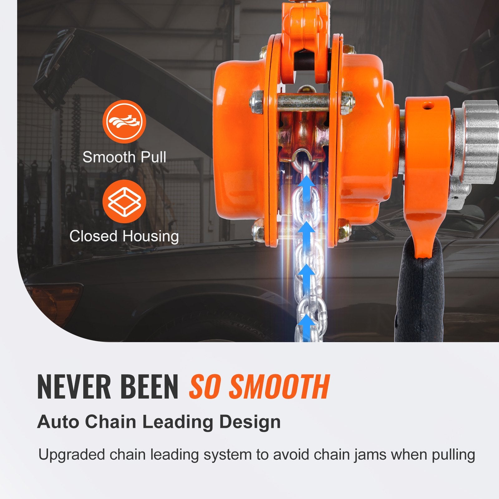 Manual Lever Chain Hoist, 1/2 Ton 1100 lbs Capacity 10 FT Come Along, G80 Galvanized Carbon Steel with Weston V952-MNSBHL12T10FTJ83GV0