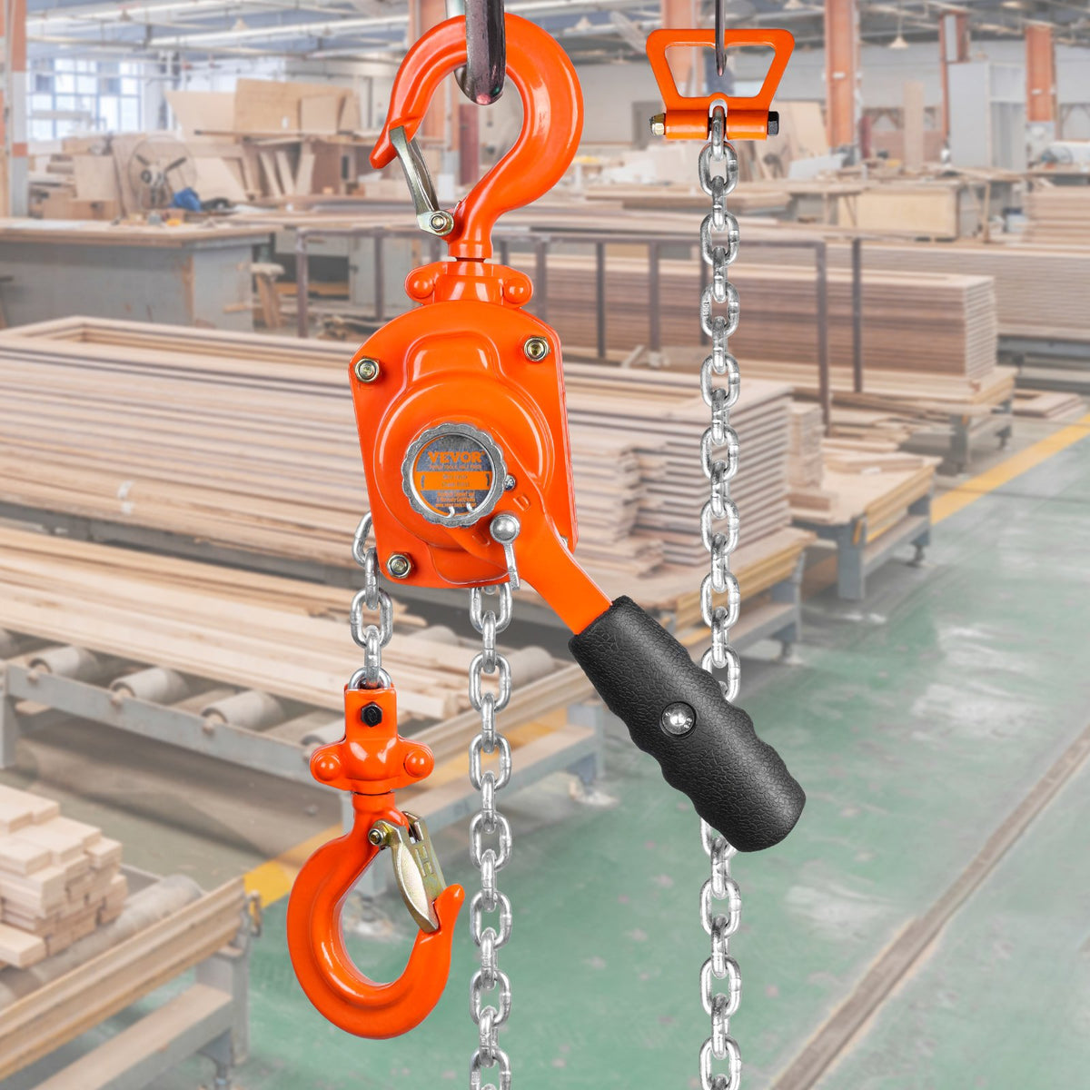 Manual Lever Chain Hoist, 1/2 Ton 1100 lbs Capacity 10 FT Come Along, G80 Galvanized Carbon Steel with Weston V952-MNSBHL12T10FTJ83GV0