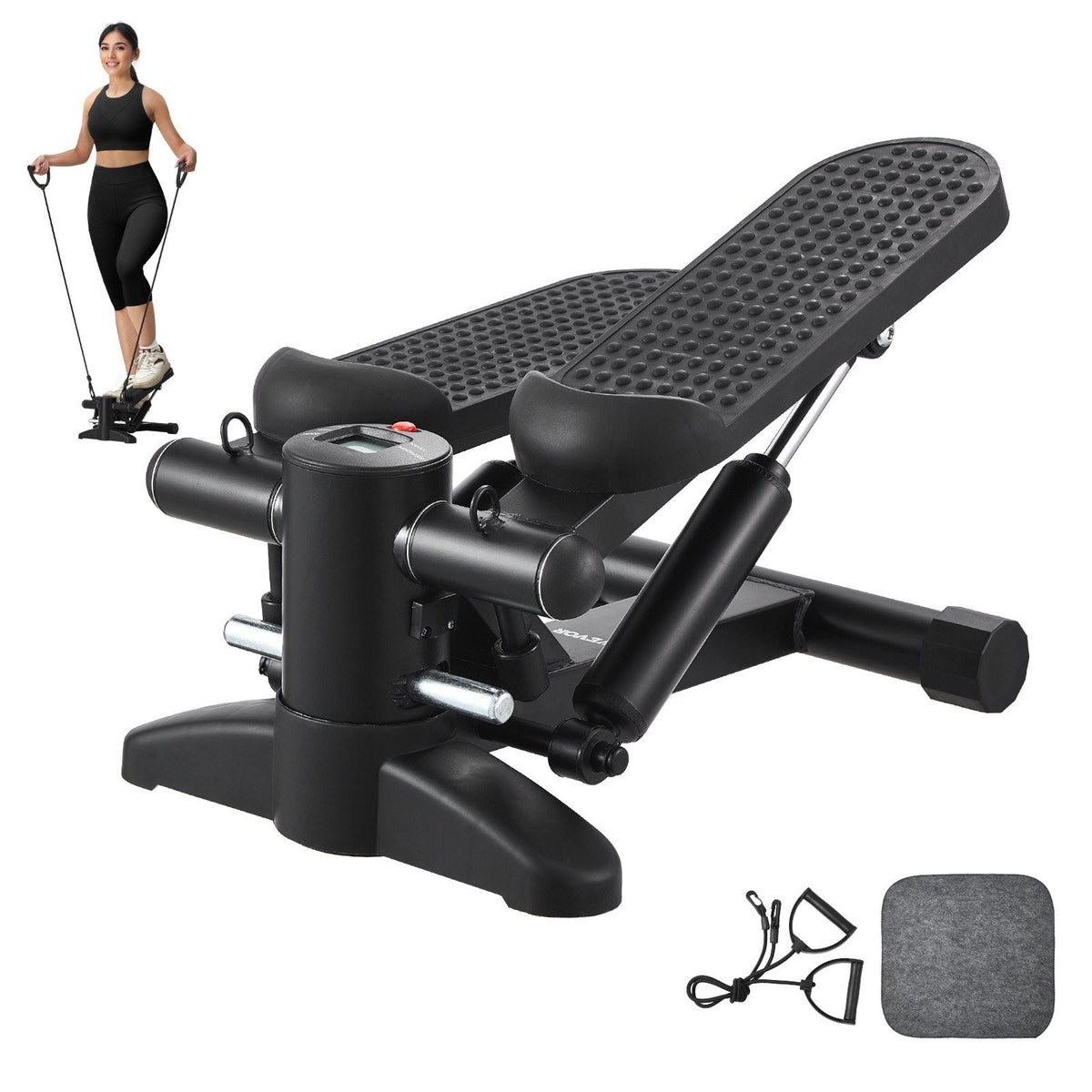 Stair Stepper, Mini Stepper for Exercise at Home, Hydraulic Fitness Stepper with Resistance Bands, Full Body V952-MNTBJWSBBSSX4567IV9