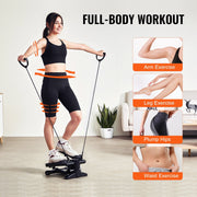 Stair Stepper, Mini Stepper for Exercise at Home, Hydraulic Fitness Stepper with Resistance Bands, Full Body V952-MNTBJWSBBSSX4567IV9