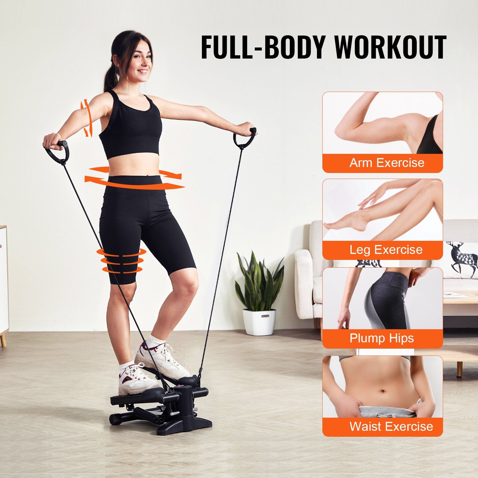 Stair Stepper, Mini Stepper for Exercise at Home, Hydraulic Fitness Stepper with Resistance Bands, Full Body V952-MNTBJWSBBSSX4567IV9