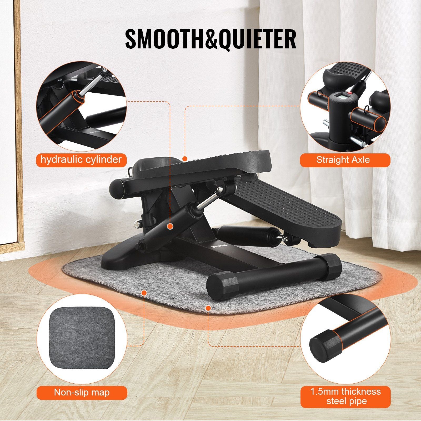 Stair Stepper, Mini Stepper for Exercise at Home, Hydraulic Fitness Stepper with Resistance Bands, Full Body V952-MNTBJWSBBSSX4567IV9