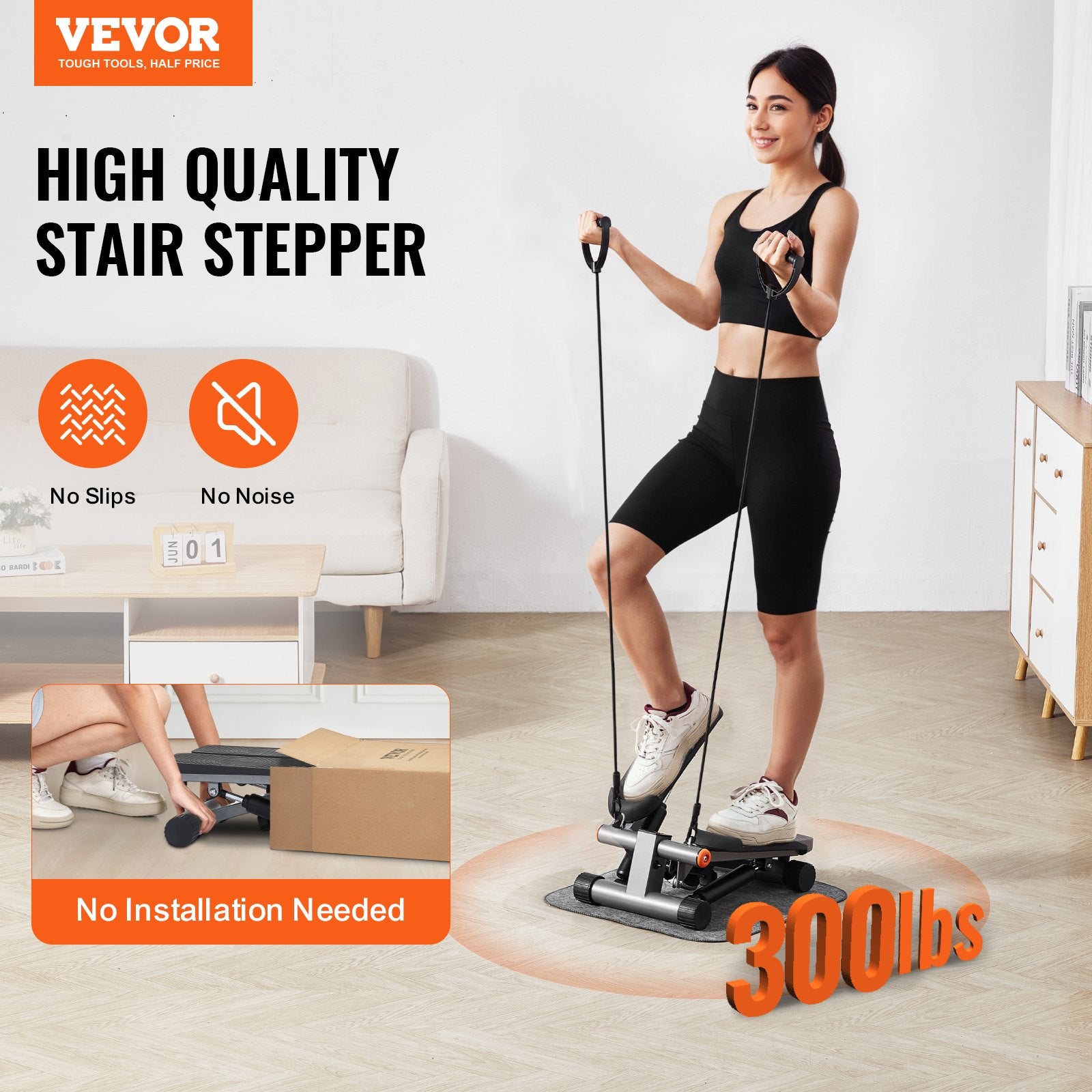 Stair Stepper for Exercise at Home Mini Stepper with Resistance Band V952-MNTBJWSBBSSXXRAYZV9