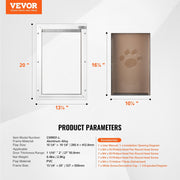 Pet Door, 33.7 x 50.9 cm Aluminum Frame with Lock and Flap System, Weatherproof Doggy Door, Easy to Install V952-MSCWMLMLHJ1PCF80QV0