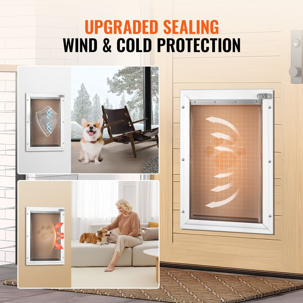 Pet Door, 21 x 30.3 cm Aluminum Frame with Lock and Flap System, Weatherproof Doggy Door, Easy to Install in V952-MSCWMSMLHJ1PTQA4NV0