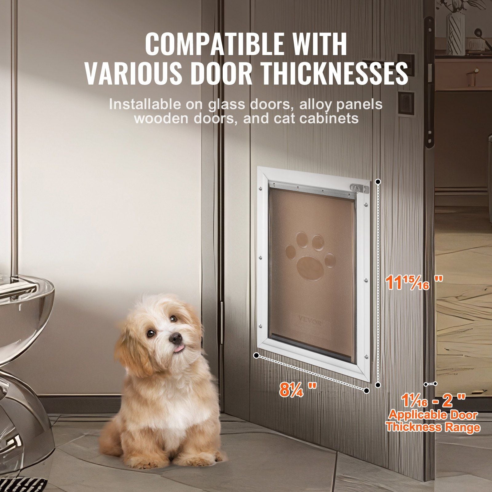 Pet Door, 21 x 30.3 cm Aluminum Frame with Lock and Flap System, Weatherproof Doggy Door, Easy to Install in V952-MSCWMSMLHJ1PTQA4NV0