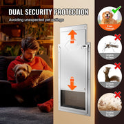 Pet Door, 21 x 30.3 cm Aluminum Frame with Lock and Flap System, Weatherproof Doggy Door, Easy to Install in V952-MSCWMSMLHJ1PTQA4NV0