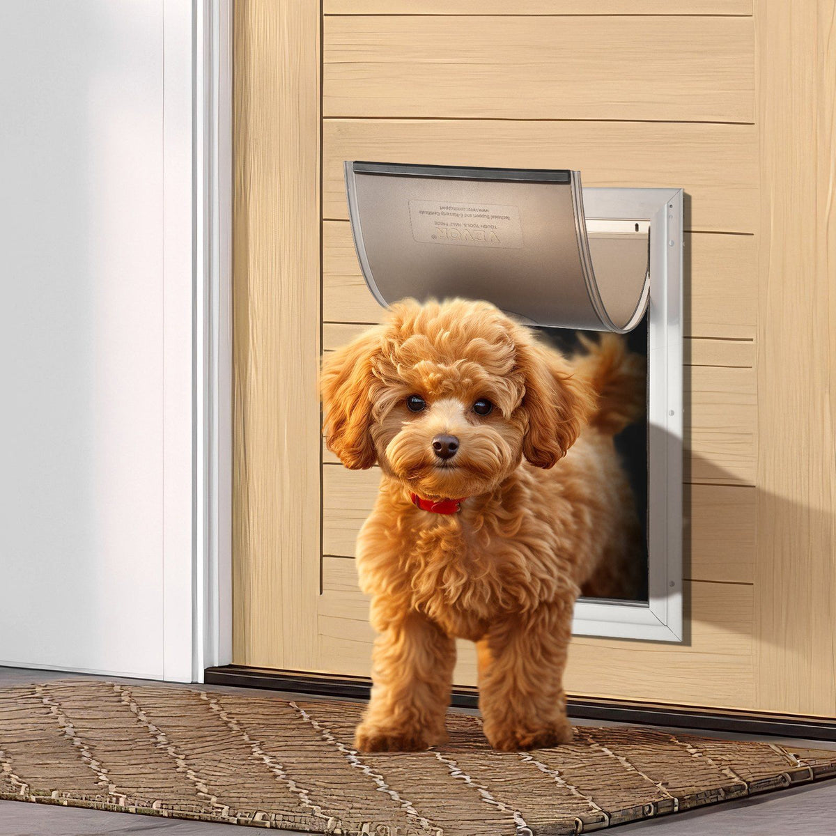 Pet Door, 21 x 30.3 cm Aluminum Frame with Lock and Flap System, Weatherproof Doggy Door, Easy to Install in V952-MSCWMSMLHJ1PTQA4NV0