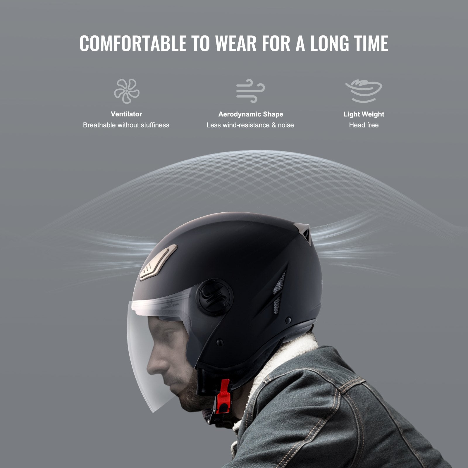 3/4-Face Motorcycle Helmet Motocross Helmet with Bluetooth Communication V952-MTC34KOZBLMHWFVY2V0