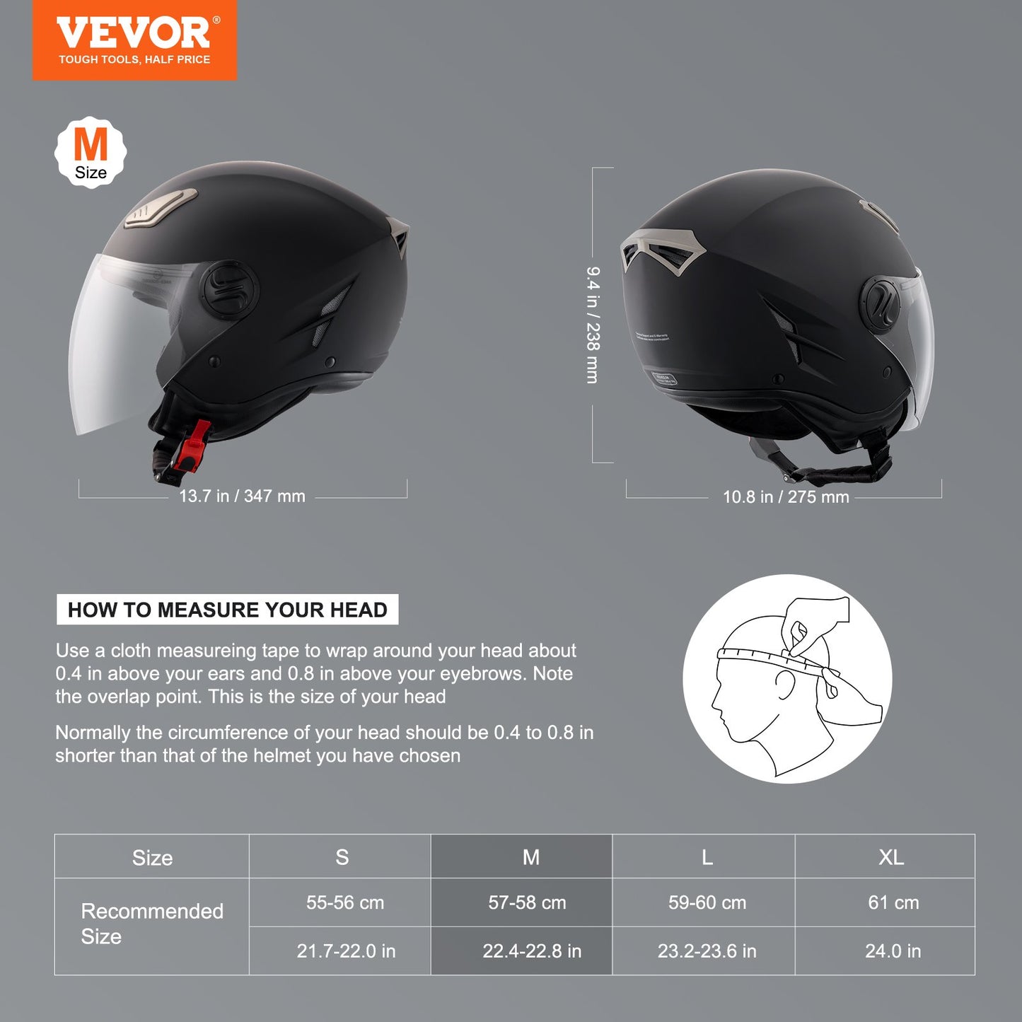 3/4-Face Motorcycle Helmet Motocross Helmet with Bluetooth Communication V952-MTC34KOZBMMHSGXVFV0