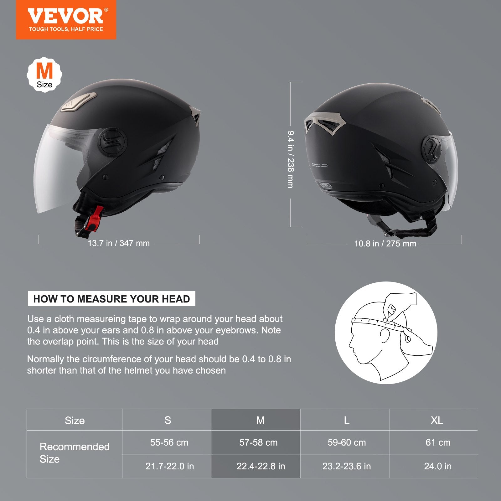 3/4-Face Motorcycle Helmet Motocross Helmet with Bluetooth Communication V952-MTC34KOZBMMHSGXVFV0