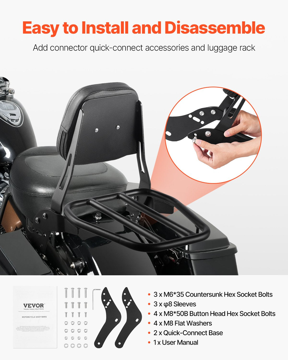 Motorcycle Backrest Sissy Bar with Luggage Rack for Honda Rebel 2017-2022 V952-MTCCKKBJKBJXCCZ95V0