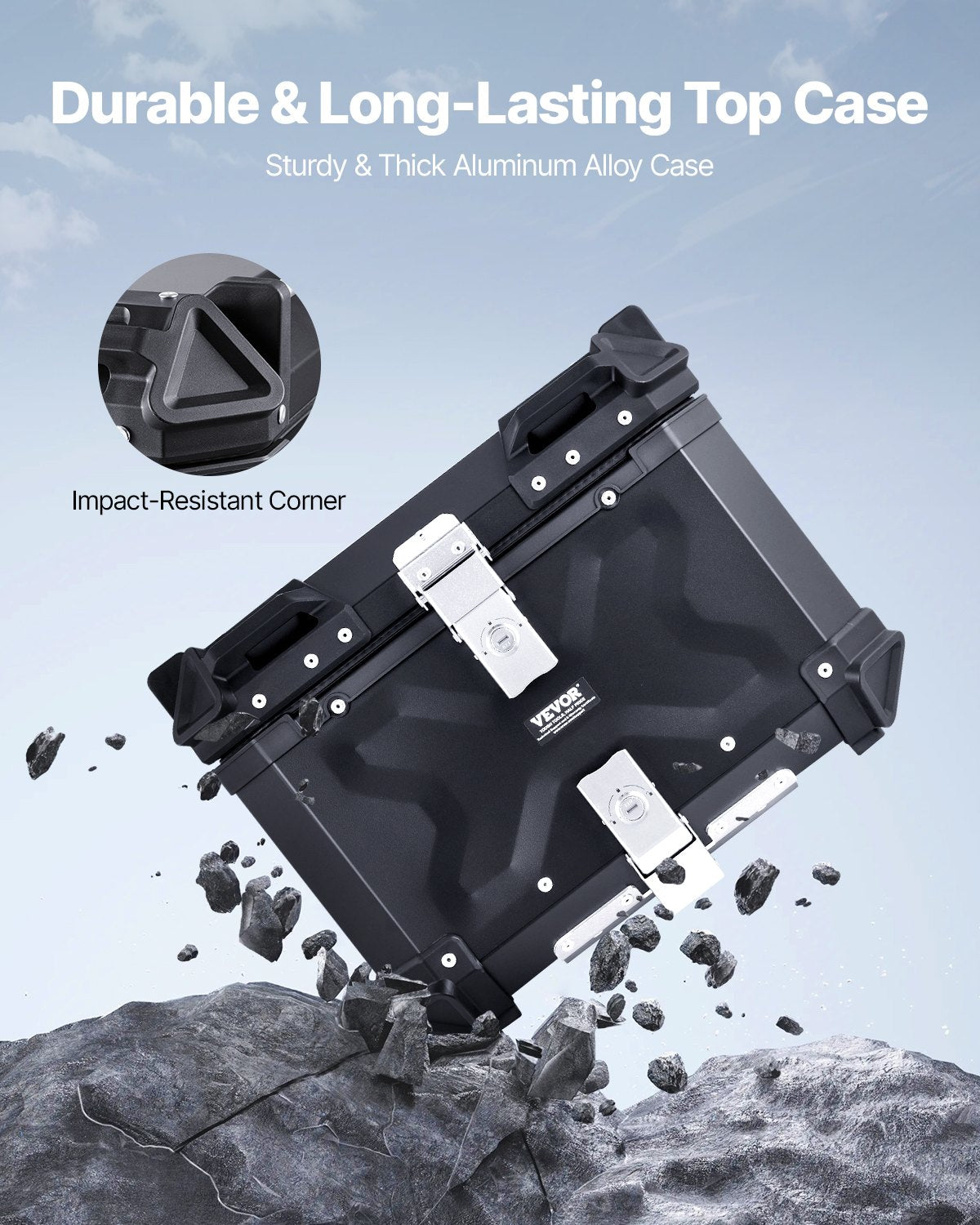 Motorcycle Top Case, Universal Aluminum Alloy Motorbike Tail Box with Leather Lining, 45L Waterproof V952-MTCJSDXHS45LZ7FXBV0
