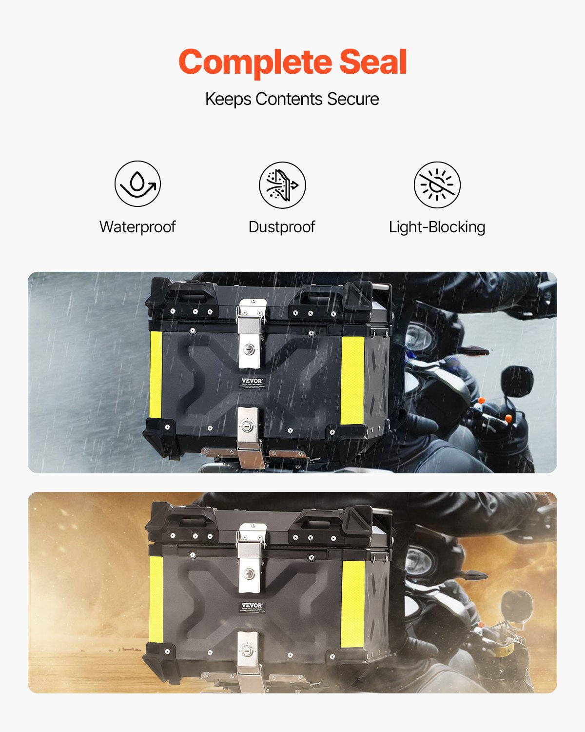 Motorcycle Top Case, Universal Aluminum Alloy Motorbike Tail Box with Leather Lining, 45L Waterproof V952-MTCJSDXHS45LZ7FXBV0