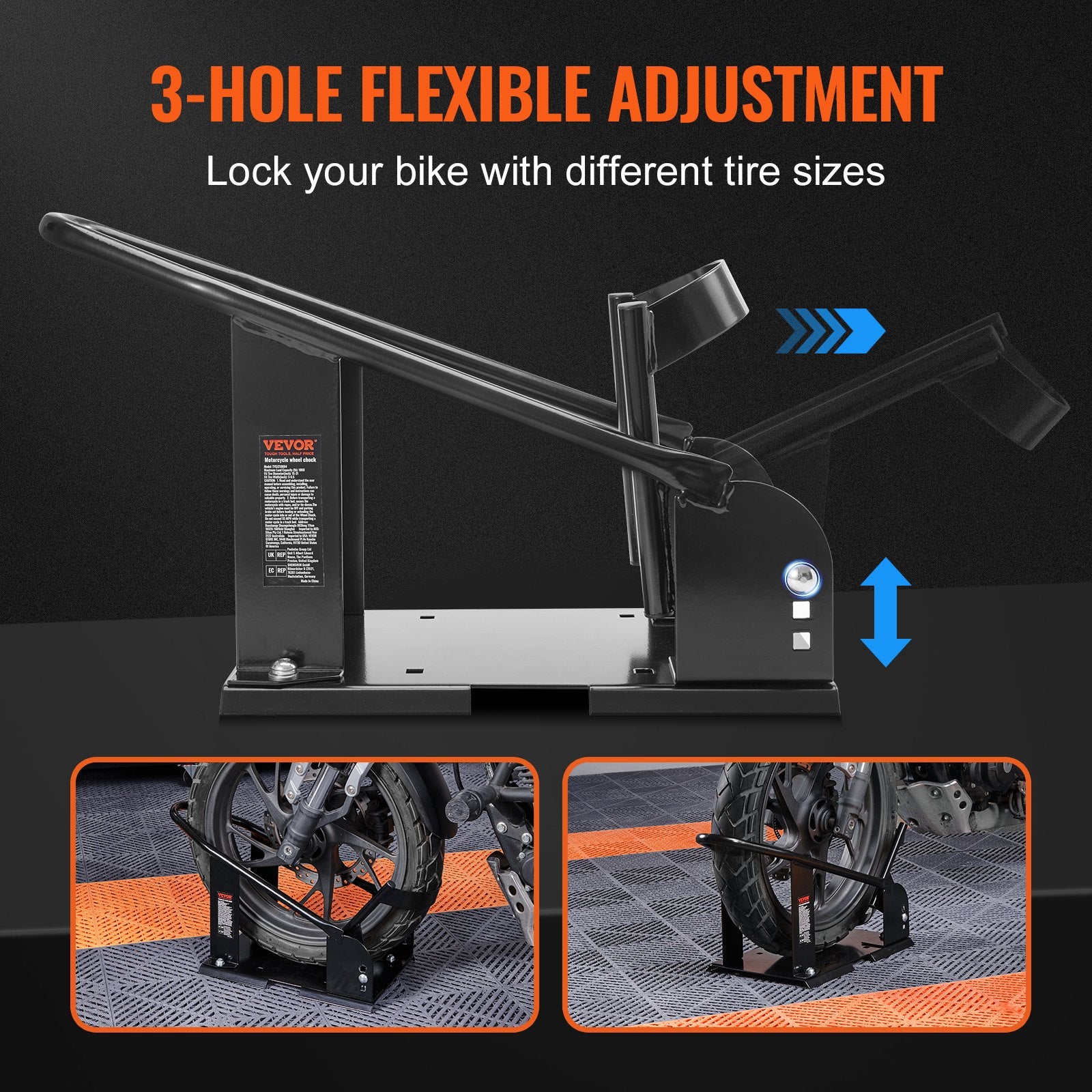 Motorcycle Wheel Chock, 816.5 kg Capacity Wheel Cradle Holder, Heavy-duty Steel Motorcycle Front Wheel Stand V952-MTCLDKCSKDHS3J9BTV0
