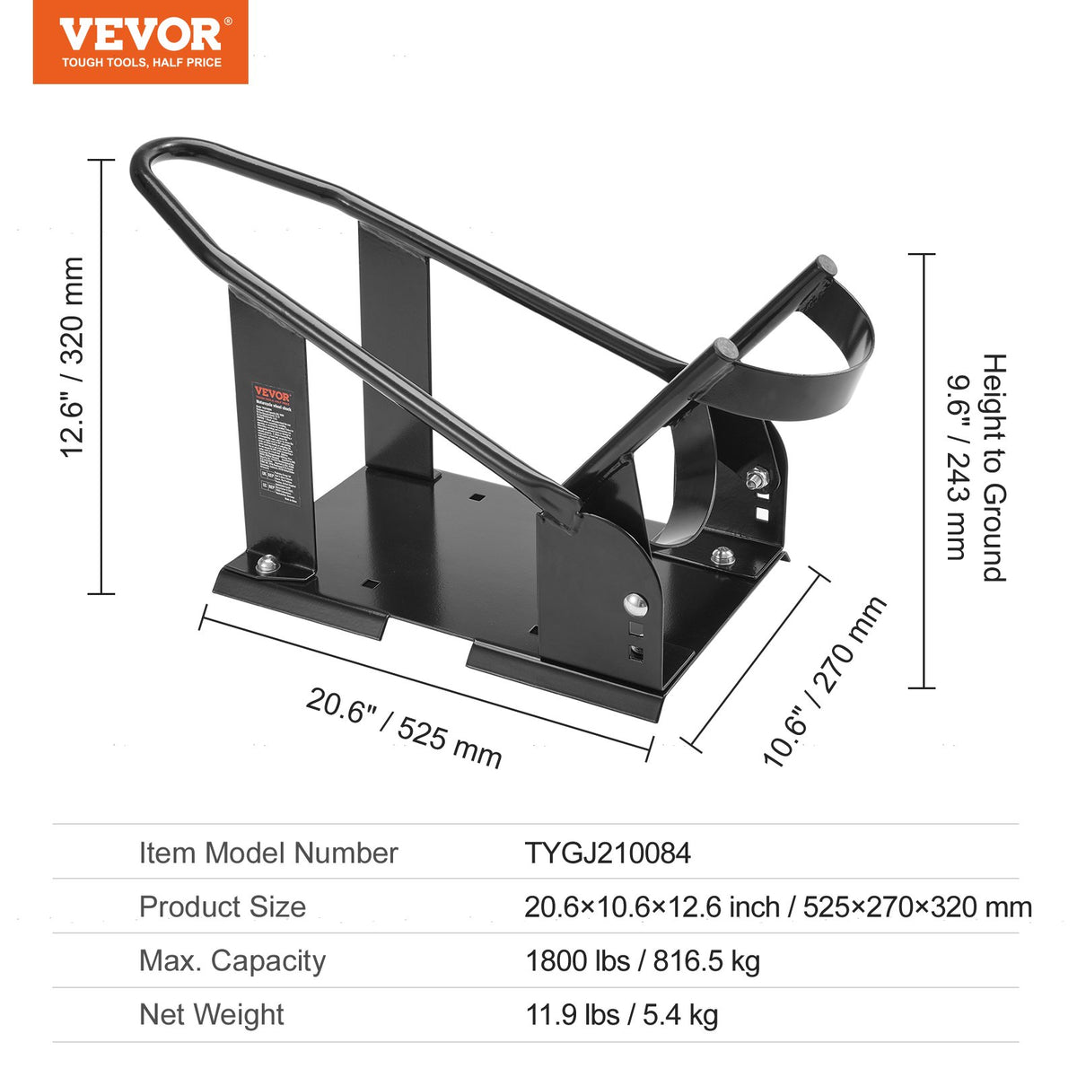 Motorcycle Wheel Chock, 816.5 kg Capacity Wheel Cradle Holder, Heavy-duty Steel Motorcycle Front Wheel Stand V952-MTCLDKCSKDHS3J9BTV0