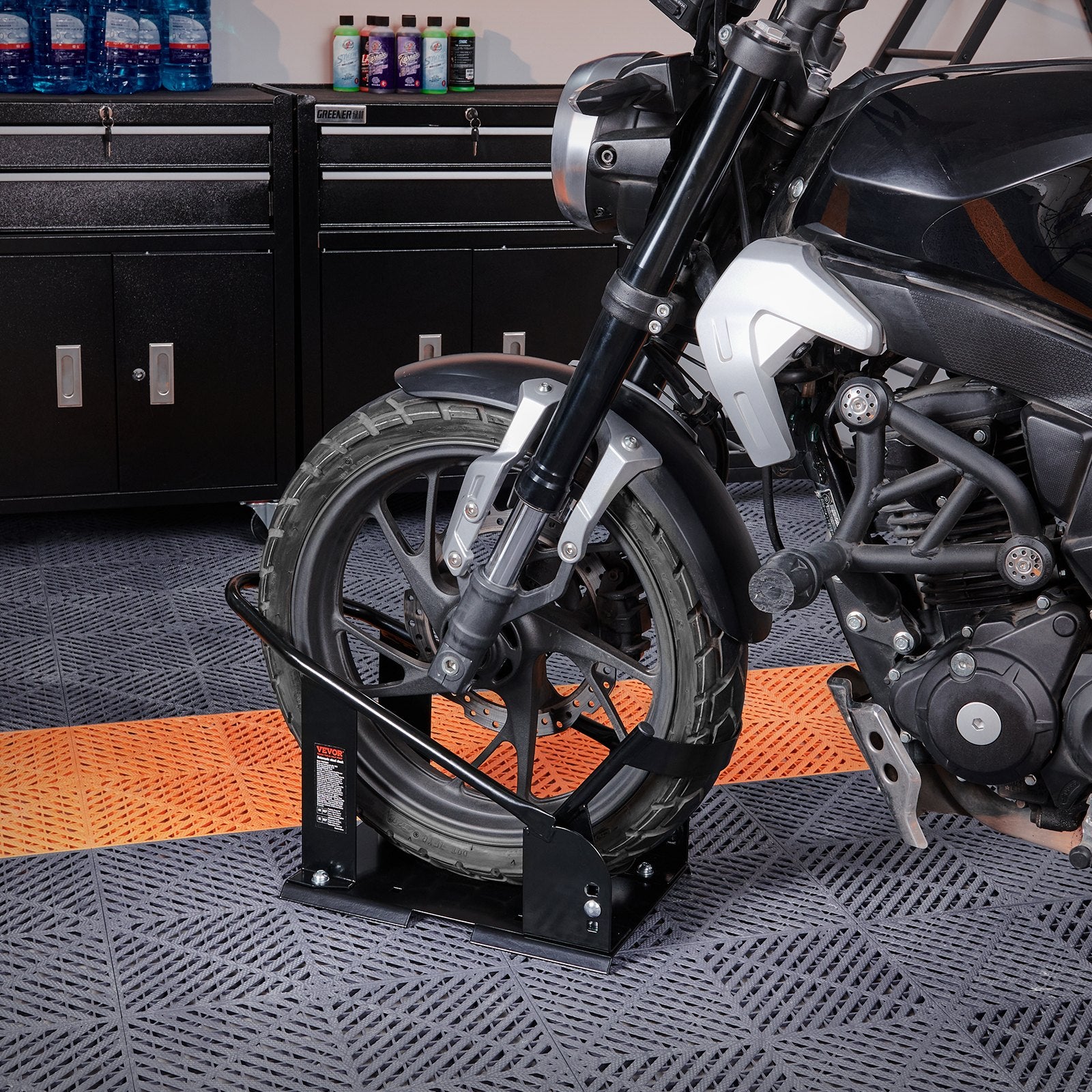 Motorcycle Wheel Chock, 816.5 kg Capacity Wheel Cradle Holder, Heavy-duty Steel Motorcycle Front Wheel Stand V952-MTCLDKCSKDHS3J9BTV0